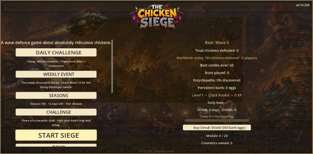 Menu, stats and the daily challenge.